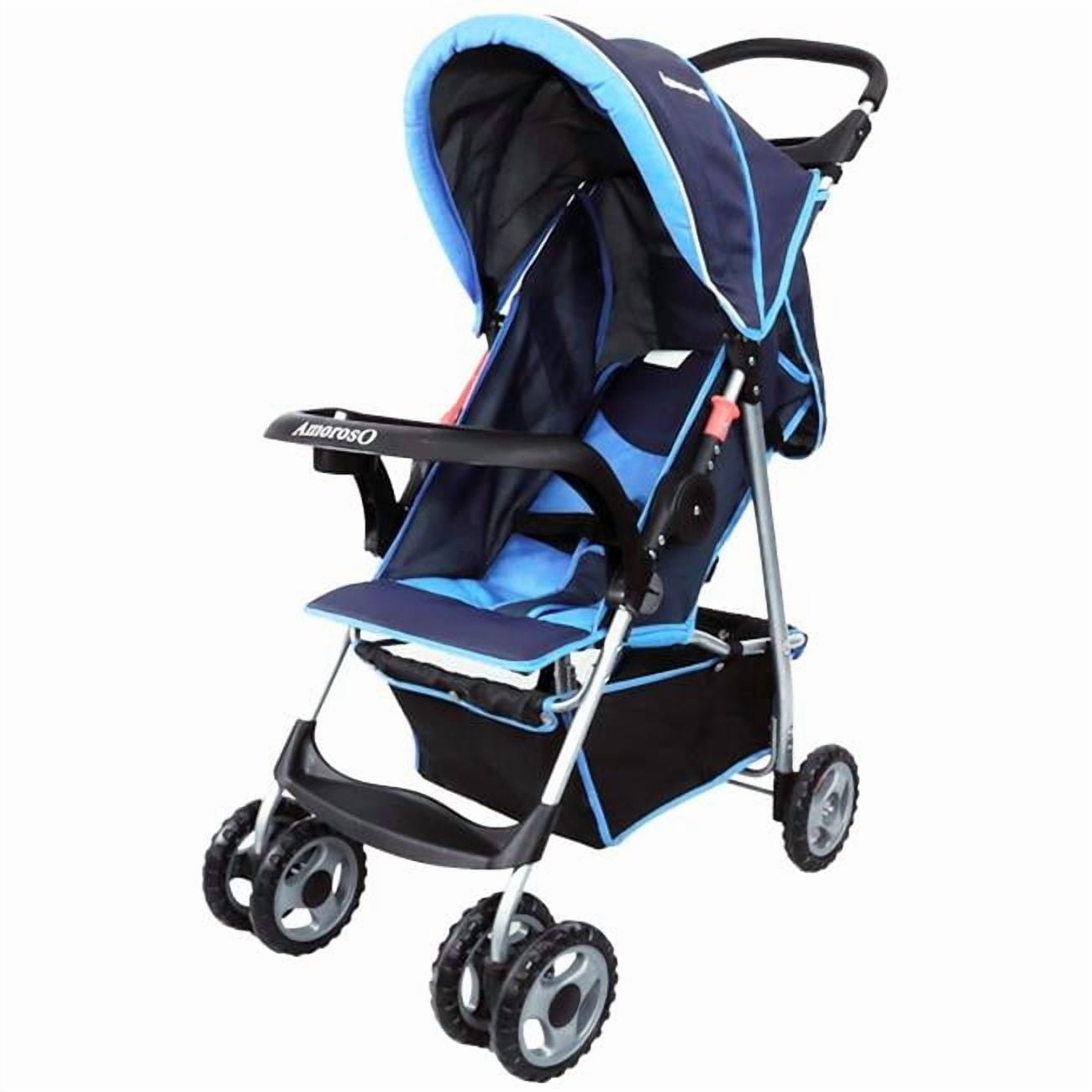 Amoroso Baby 2286 Convenient Single Baby Stroller with Single Seat Front & Rear Tray - Blue & Black