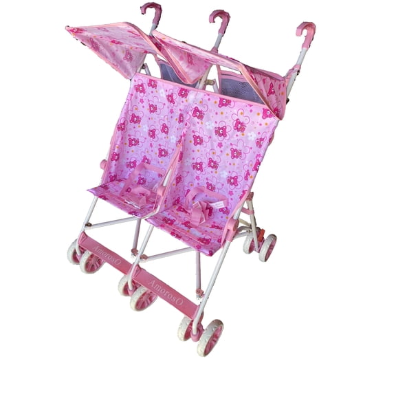 Amoroso Twin Umbrella Baby Stroller with Two Bags, Pink