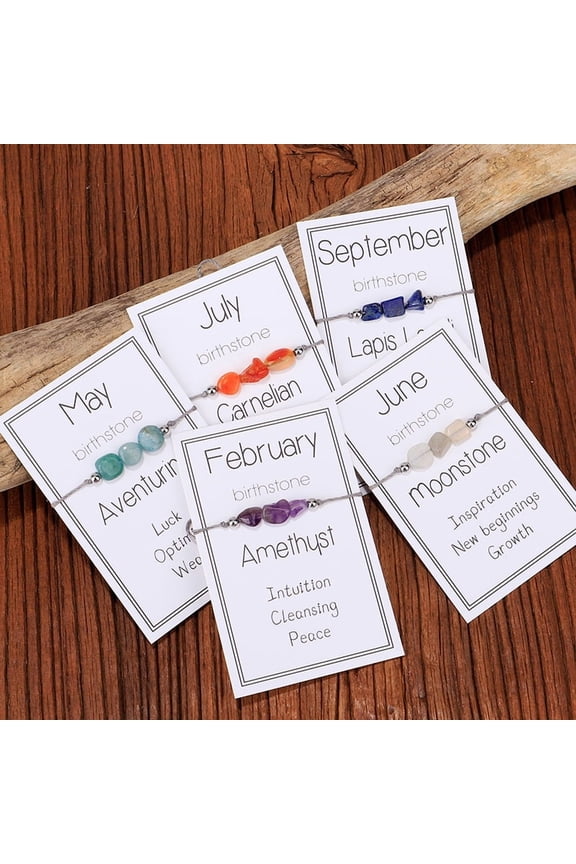 Amorphous Stone Birthstone Bracelet Garnet Moonstone Olivine Loose Stone Head Bracelet