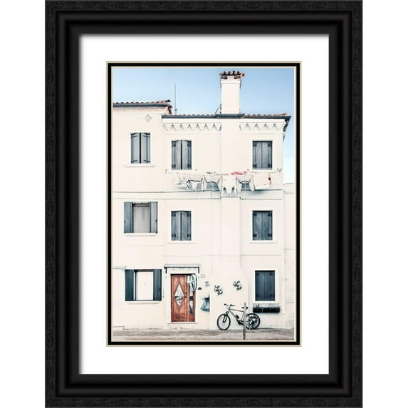 Amos, Andy 13x18 Black Ornate Wood Framed with Double Matting Museum Art Print Titled - Quiet Mediterranean Village