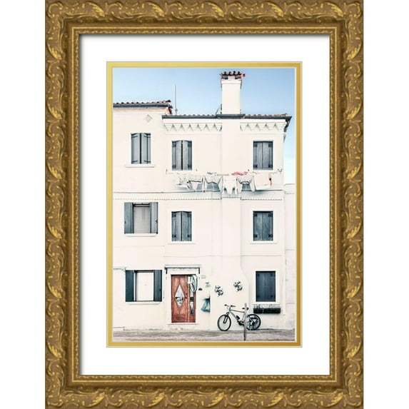 Amos, Andy 17x24 Gold Ornate Wood Framed with Double Matting Museum Art Print Titled - Quiet Mediterranean Village