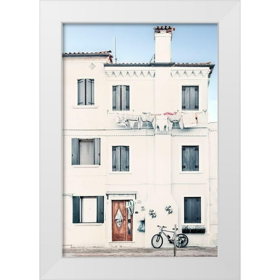 Amos, Andy 17x24 White Modern Wood Framed Museum Art Print Titled - Quiet Mediterranean Village
