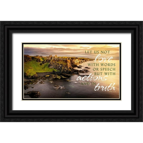 Amos, Andy 24x15 Black Ornate Wood Framed with Double Matting Museum Art Print Titled - Love with Actions