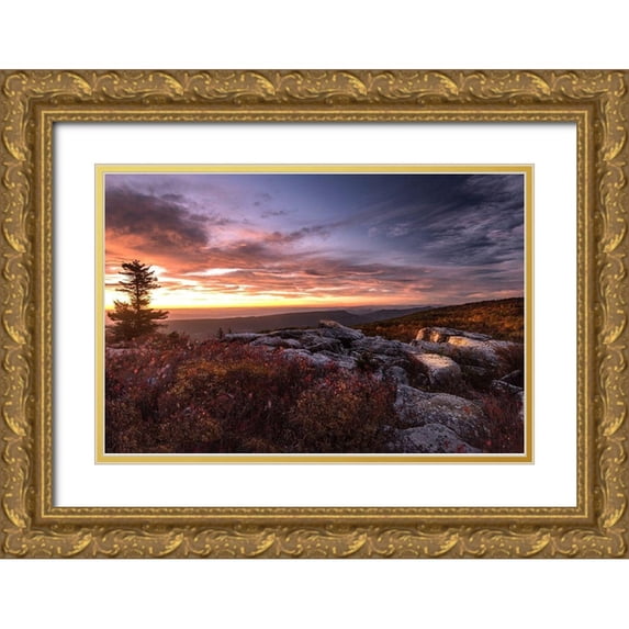Amos, Andy 24x17 Gold Ornate Wood Framed with Double Matting Museum Art Print Titled - Sunrise in Fall III