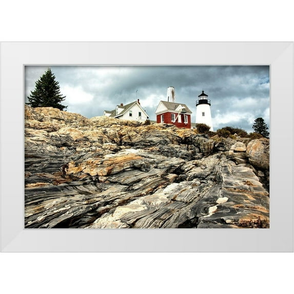 Amos, Andy 32x23 White Modern Wood Framed Museum Art Print Titled - Harbor Lighthouse II