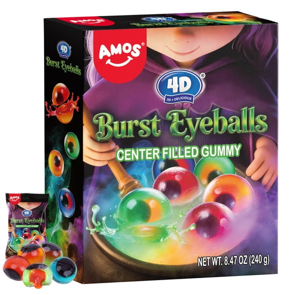 Amos Eyeball Halloween Candy Burst Gummy Candy, Halloween Treat Mix Flavor Eyeball Gummies, 8.47 oz