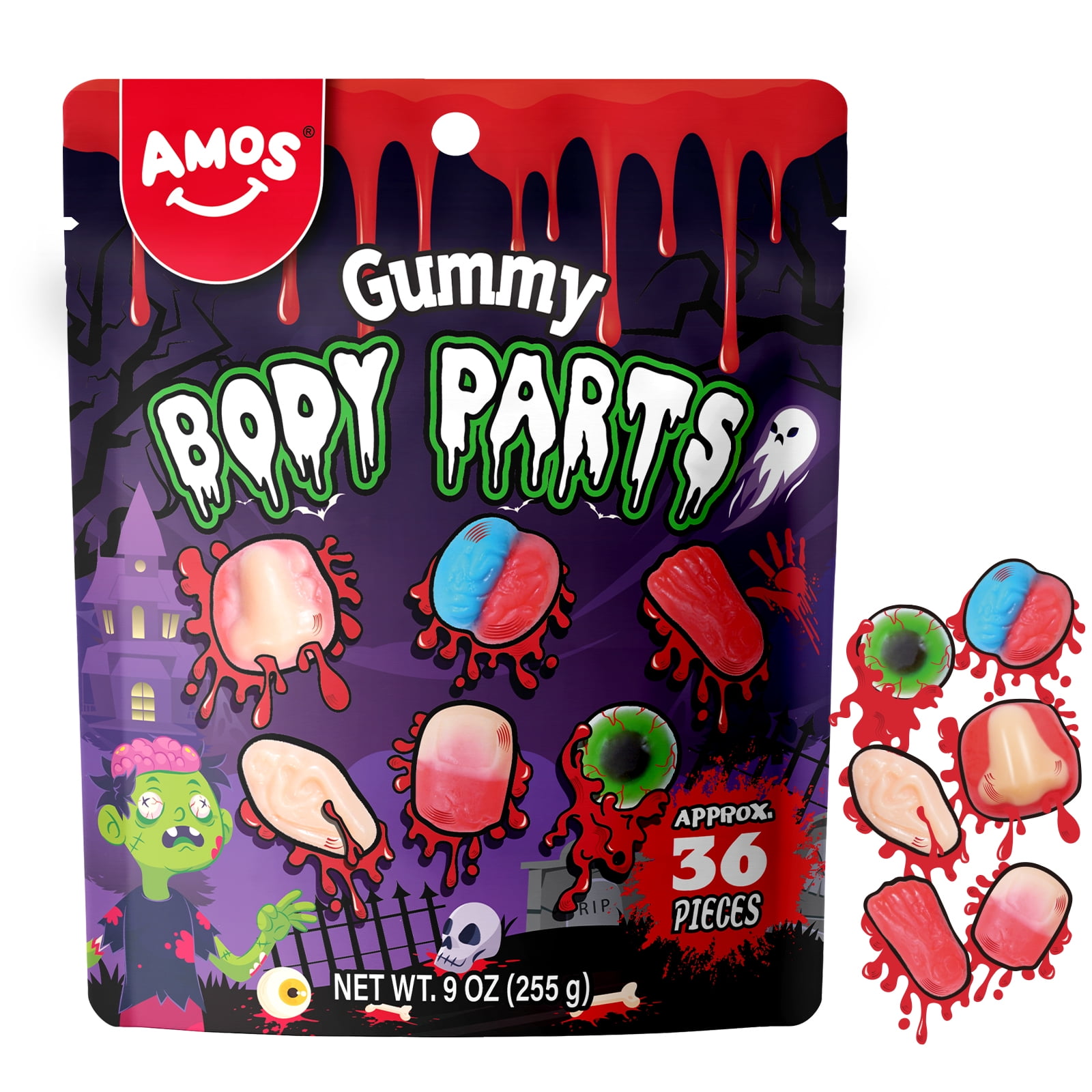 Amos Halloween Gummy Body Parts Candy, Novelty Halloween Gummy ...