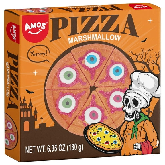 AMOS Cotton Candy Halloween Pizza, Eyeballs Candy for Party, Gluten-Free, 6 Count, 6.35 oz