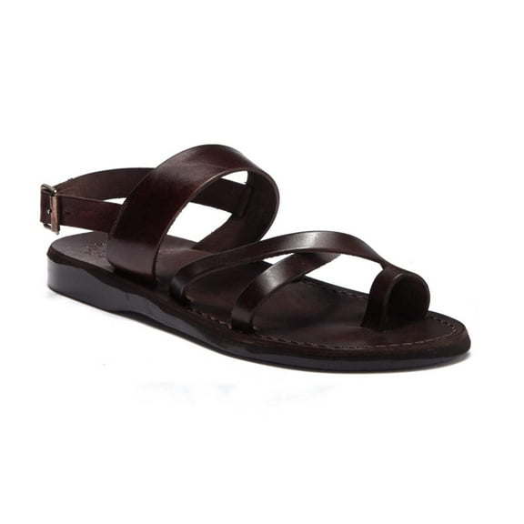 Amos - Leather Ankle Strap Flat Sandal - Mens Sandals