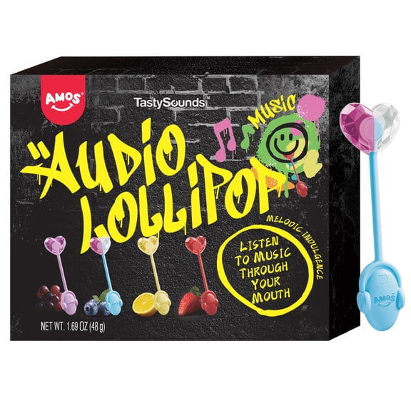 Amos Music Lollipop Gift Box, Hip hop Music Lollipops Mixed Fruit Flavor Sugar-Free Candy (4Counts)