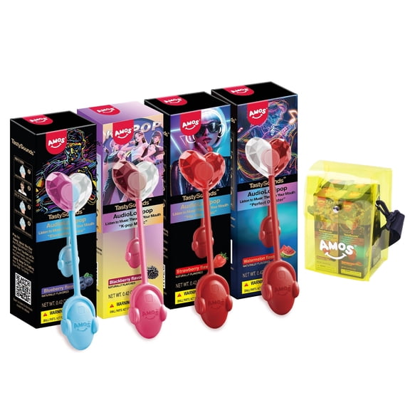 Amos Music Lollipops Gift Bags, Yellow Candy Crossbody Bag Audio Lollipops, Mothers Day Gifts (4 Flavors)
