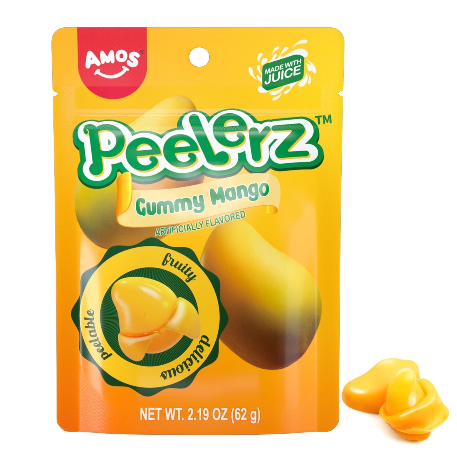 Walmart Saving of  Amos Peelerz Gummies Peelable Mango Candy Resealable 2.19oz Bag (Pack of 3)