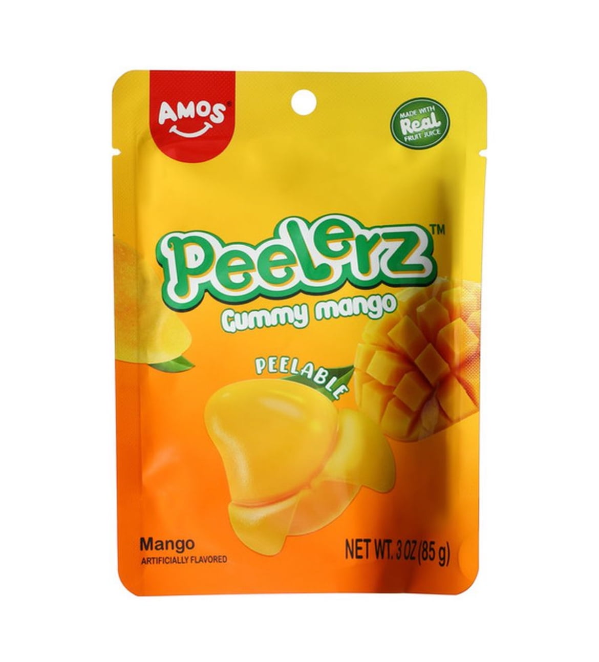 Amos Peelerz Peelable Mango Gummy Candy, 3 oz Resealable Bag (3 Pack)