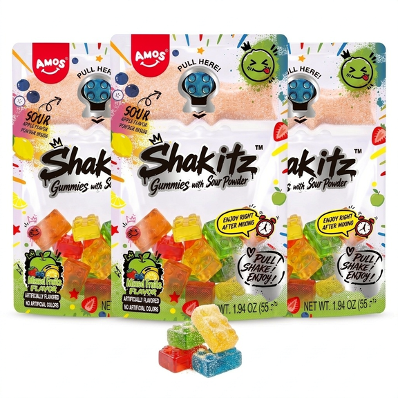 Amos Shakitz Mix Sour Gummy Block, Mixing Sour Powder Edible Bricks Gummy Candy, 1.94oz (3 Packs)