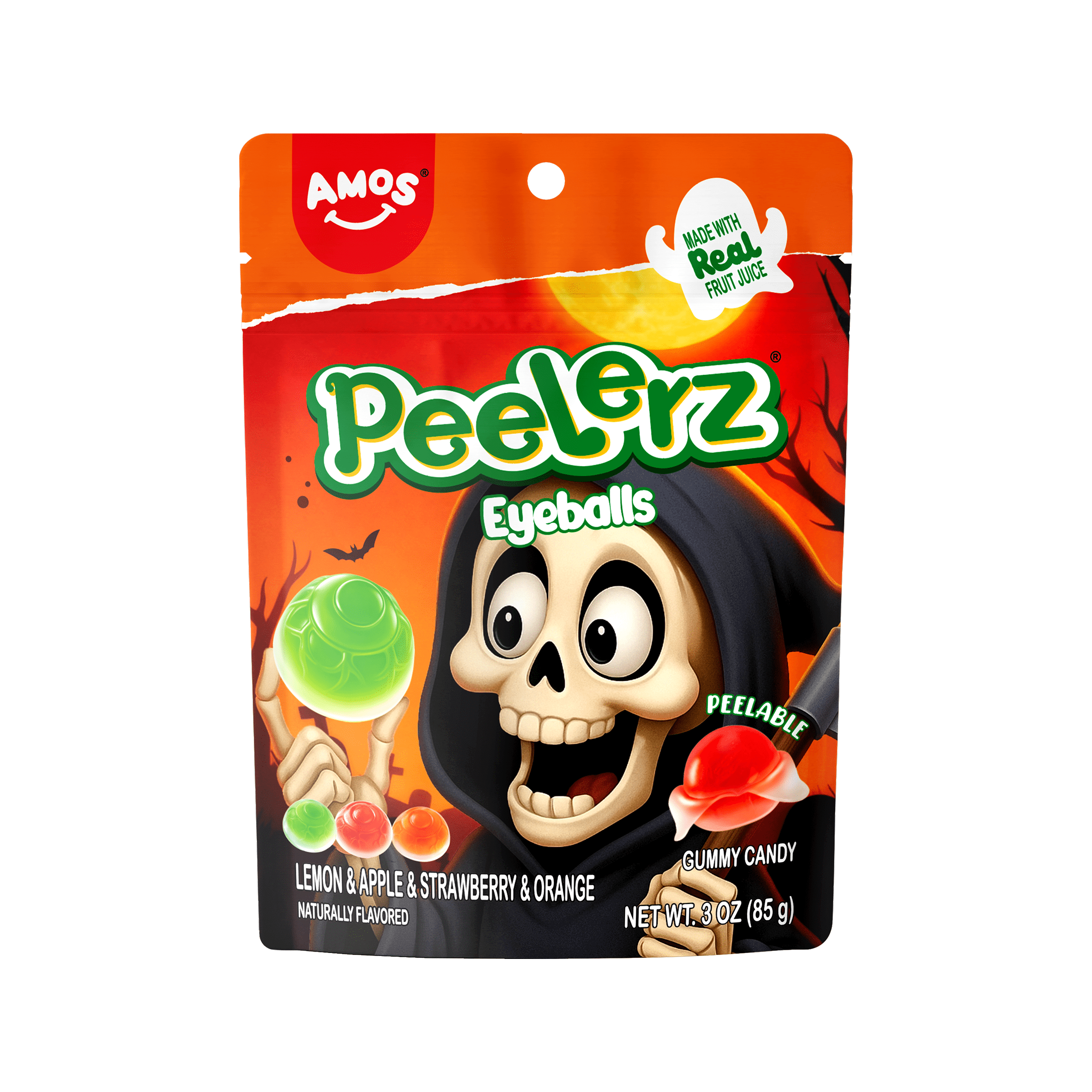 Amos Sweets Peelerz Gummy Candy Eyeballs 3oz (85g) - Gluten-Free, Gelatin-Free