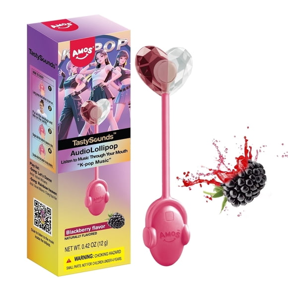 Amos Tastysounds Music Lollipops, K-pop Music Sucker Natural Flavor No Sugar Lollipops