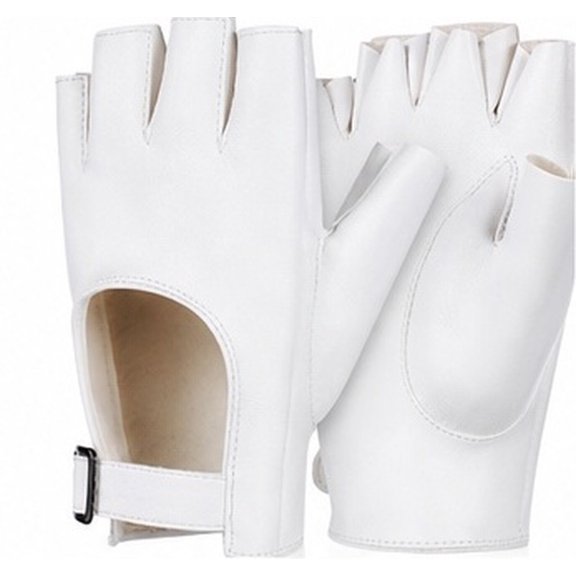 Amosfun 1 Pair Women's White Half Finger Gloves Fingerless for Events, Outdoor, Driving, Fitness Accessories