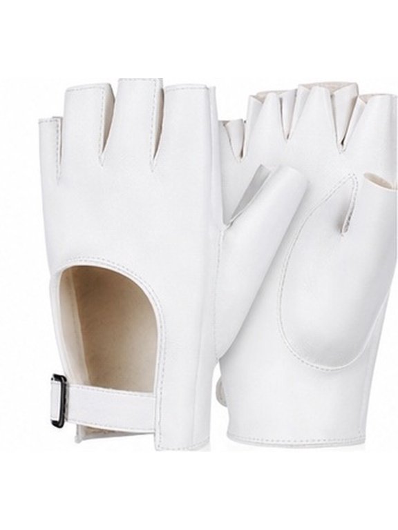 1 Pair Women's White Half Finger Gloves Fingerless for Events, Outdoor, Driving, Fitness Accessories