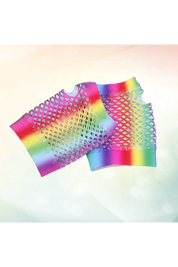1Pair Nylon Mesh Fishnet Gloves Lightweight Elastic Short Gloves for Hands Multi Color