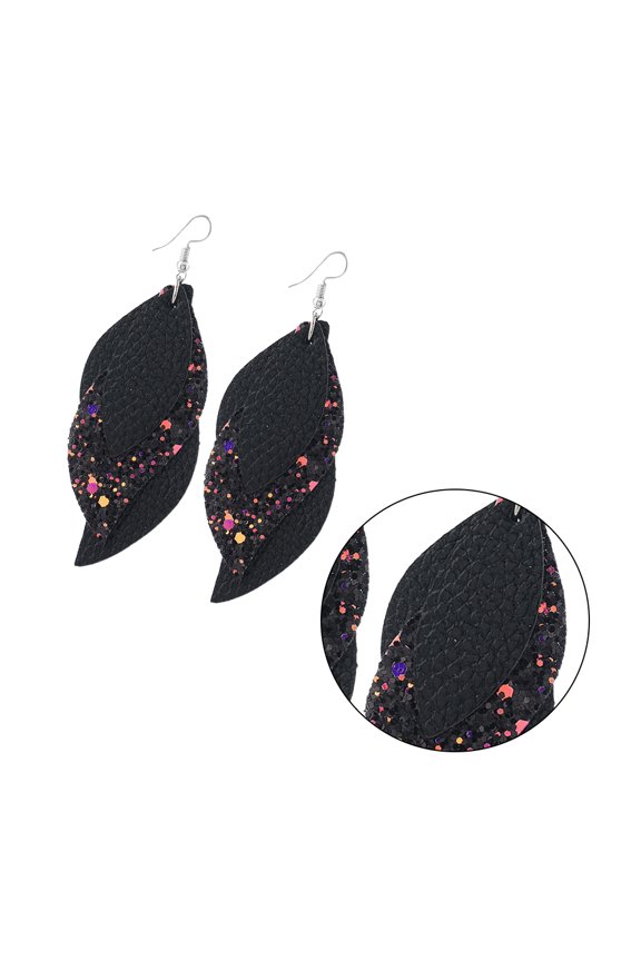 Black Hanging Sequin Earrings for Women, 1 Pair Fashion Jewelry Accessory, Stylish and Lightweight Design