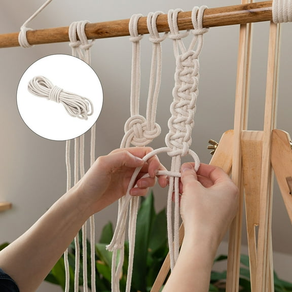 Amosfun 1 Roll of Cotton Braid Rope for Packing Beige Simple Design