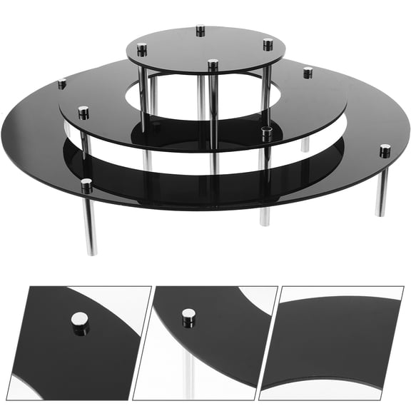 Amosfun Black Acrylic and Metal Cake Stand, Perfect for Party and Celebration Displays