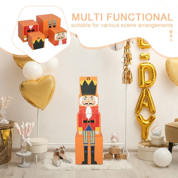 Amosfun Stackable Orange Nutcracker Decorative Storage Boxes Set for Christmas Holiday Organization and Use