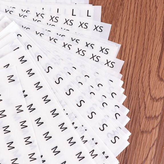 Amosfun 1000Pcs Plastic Size Label Sticker Black White for Cloth Shoes Code Identification
