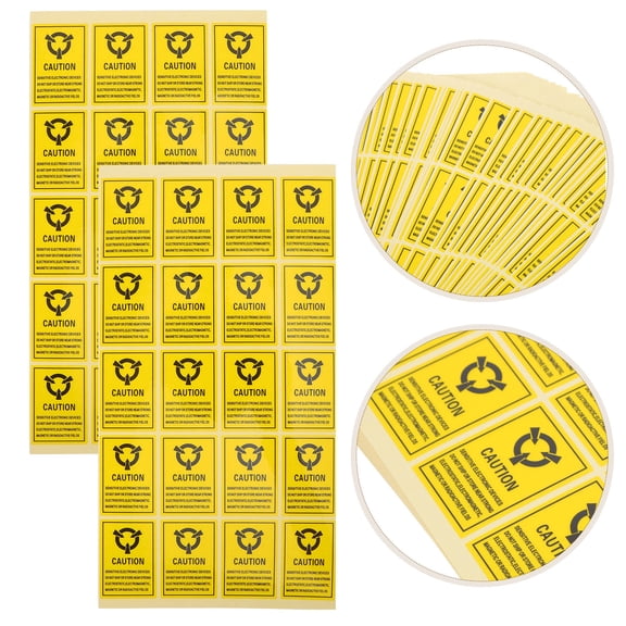 Amosfun 1000Pcs Yellow Anti Static Warning Stickers Clear Adhesive Label for Electronics Protection