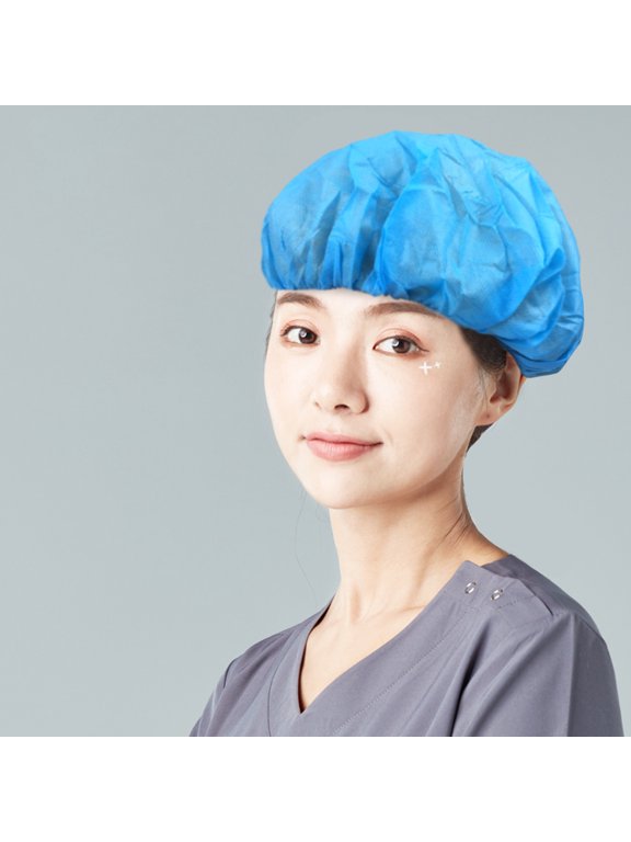 100Pcs Doctor Nurse Cap Operating Room Hat Dustproof Comfortable Blue Workshop