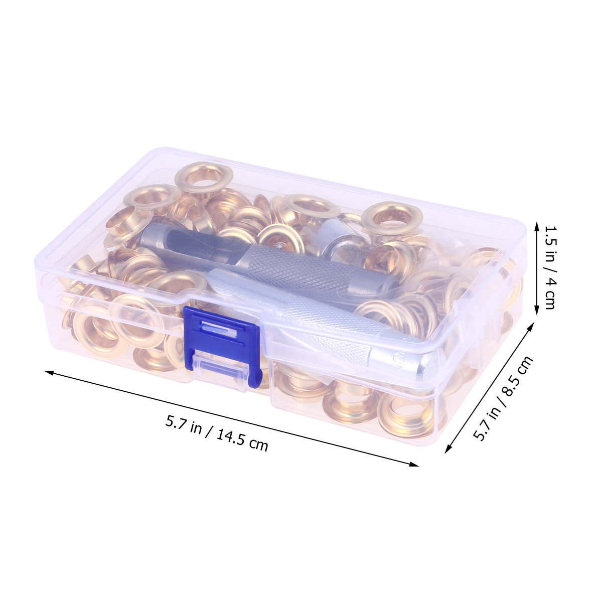 Amosfun 100-Piece Clothing Fastener Grommet Kit with 3 Tools, Storage Case, Golden Brass Material