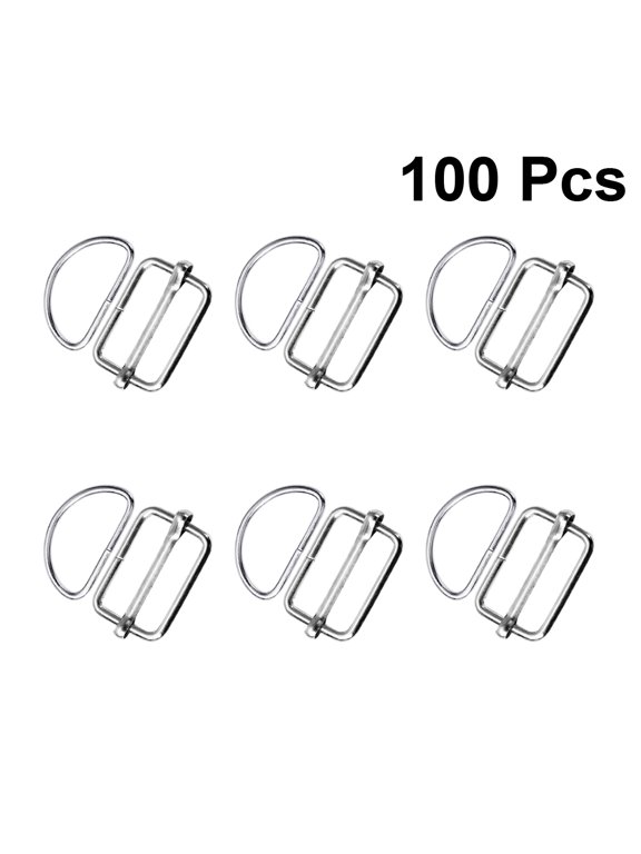 100 Pieces Plated Metal D Buckle Set, D Roller Buckles for Bags, Belts, Straps, Sewing and Craft Project Supplies