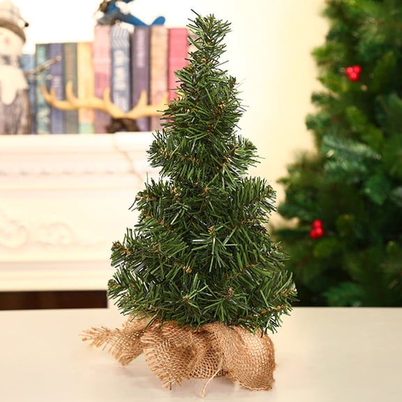 Amosfun 10Pcs Holiday Tabletop Trees with Strong Material and Green Linen Base