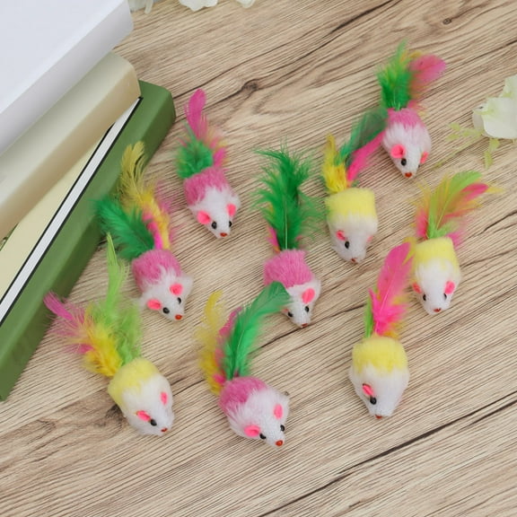 Amosfun 10PCS Funny Cat Toy Plush Cat Toy Mouse for Indoor Playtime and Reducing Anxiety