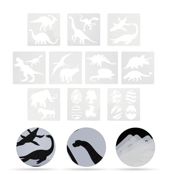 Amosfun 10PCS Reusable Painting Stencils Drawing DIY Stencils White Plastic Safe for Children