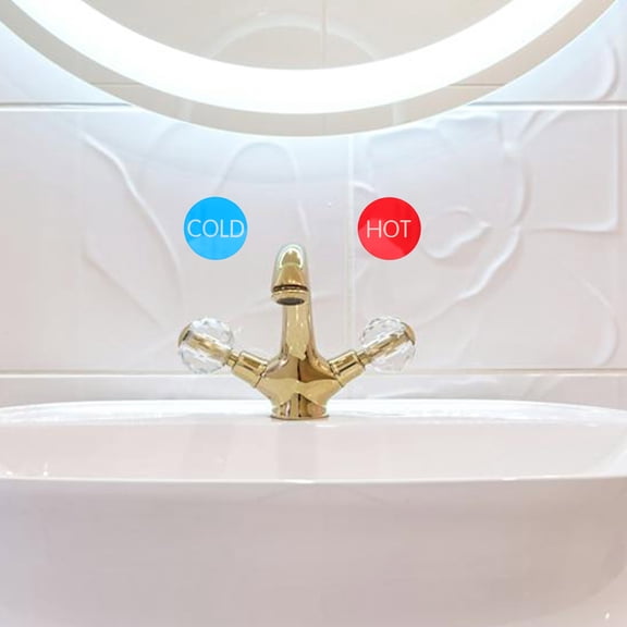 Amosfun 10 Pairs Multi-Color Acrylic Hot Cold Faucet Labels, Decorative Bathroom Sink Handle Markers for Easy Identification