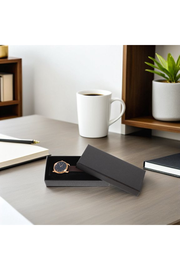 10Pcs Black Watch Storage Organizer Rectangular Box with Stylish Display Stand Feature