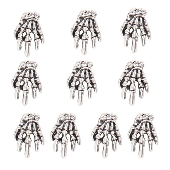Amosfun Nail Stickers Nail Art Decals Alloy Silver 10Pcs