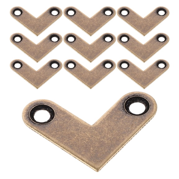 Amosfun 10Pcs Decorative Angle Bracket Copper Metal Corner Brace Brackets for Furniture Repair