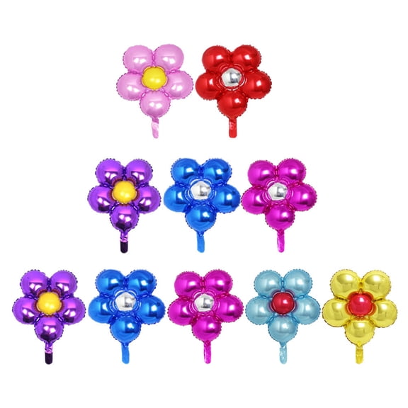 Amosfun 10Pcs Flower Aluminum Foil Balloon Assorted Atmosphere Enhancement Children