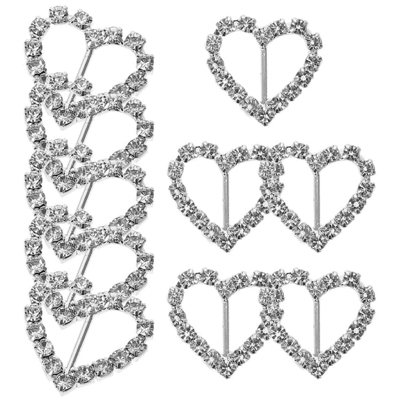 Amosfun 10Pcs Plated Silver Alloy Ribbon Sliders with Rhinestones for DIY Use