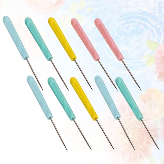 Amosfun 10Pcs Sewing Craft Tool Kit with Plastic Handle Awls Ideal for Fabric and Canvas Repair