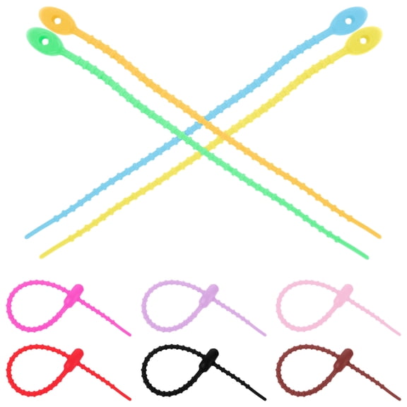 Amosfun 10Pcs Silicone Cable Tie Straps Flexible Cord Management for Electrical Wires
