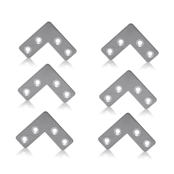 Amosfun 10Pcs Steel Corner Bracket Plated Silver Durable Stainless Angle Brace for Repair and Installation