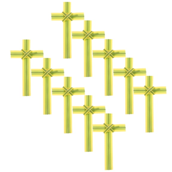Amosfun 10Pcs Traditional Light Green Palm Cross for Lent Season and Holy Week Church Decor