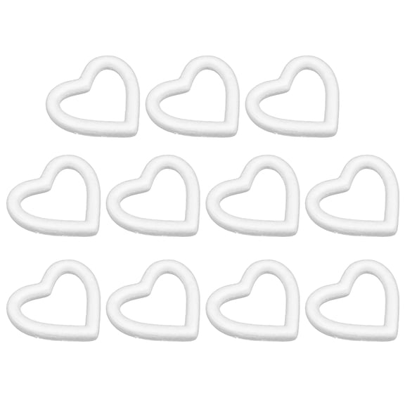 Amosfun 10Pcs White Heart Model DIY Craft Ornaments for Valentines Party Decorations and Festive Occasions