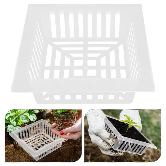 Amosfun 10Pcs Transparent Hydroponic Baskets with Drainage for Plant Root Growth and Garden Cultivation