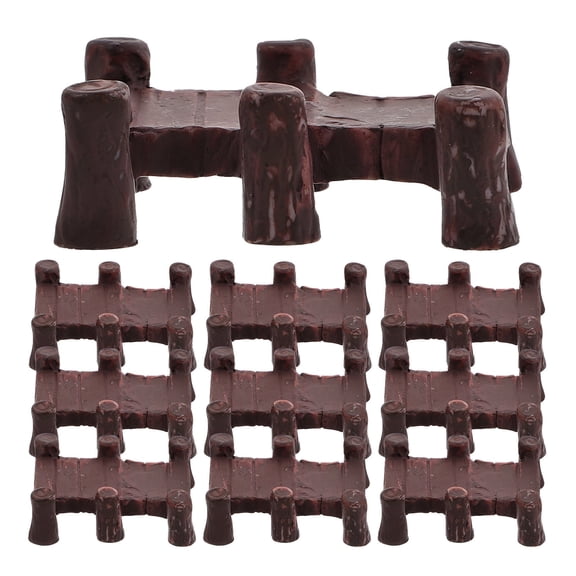 Amosfun 10Set Miniature Accessory Miniature Bridge Statue Brown Resin Garden Figurines