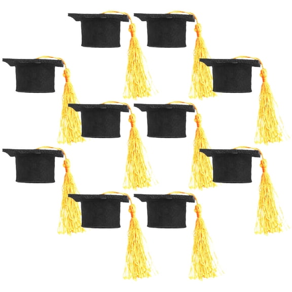 Amosfun 10Pcs Blue Graduation Cap Bottle Toppers for Wine Bottles and Beverage Decoration