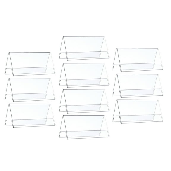 Amosfun 10pcs Multi-Function Seating Signs Transparent Acrylic Name Plate Holder for Desk 3.54x2.36in
